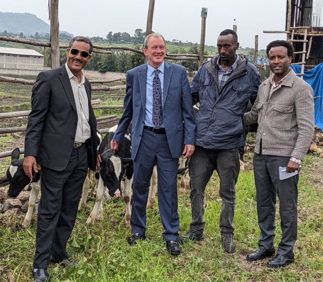 Curt Youngs and others on dairy farm in Ethiopia