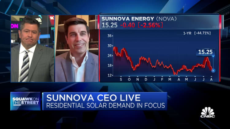 Solar power undergoing 'boom' at residential level, says Sunnova CEO John Berger