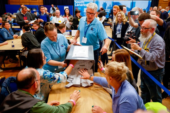 Votes are counted at the Rutherglen and Hamilton West by-election