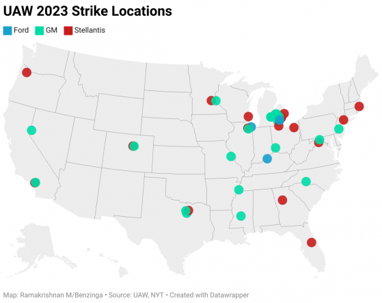 UAW Strikes Mapped: Where Are Union Workers At Ford, GM And Stellantis Walking Out?