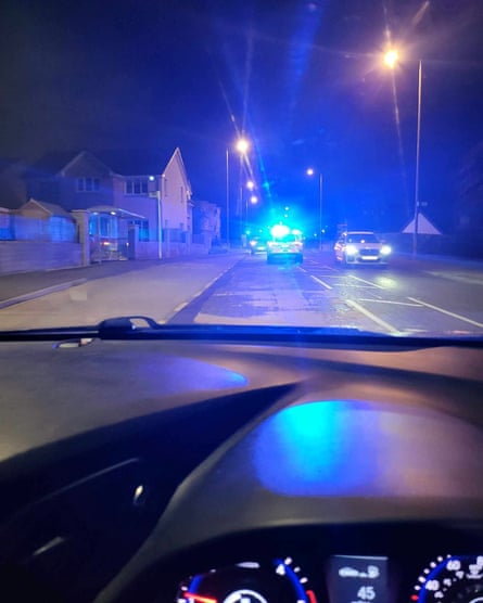 Dashboard image of Brian Morrison’s car being followed by police