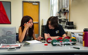 Two students discussing.