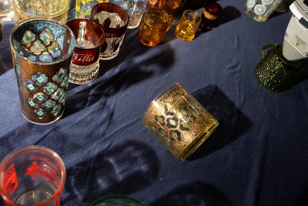 Vintage glassware in Rubin’s storage unit.