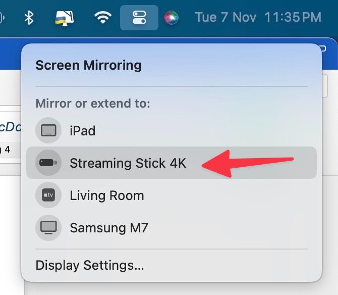 Select Roku device on Mac