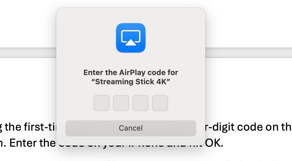 AirPlay code on Roku