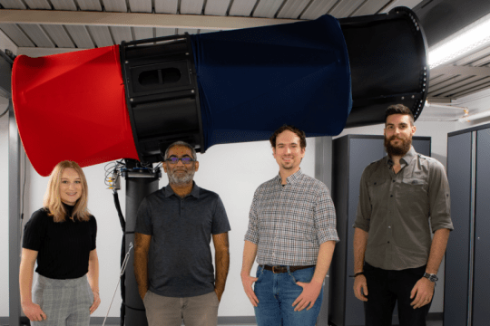 From left, co-authors Grace Halferty, Vishnu Reddy, Adam Battle and Tanner Campbell