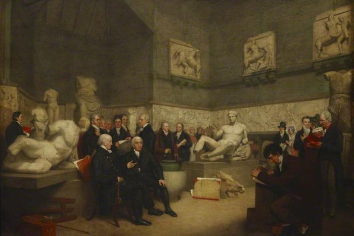 The temporary Elgin Room in the British Museum in 1819