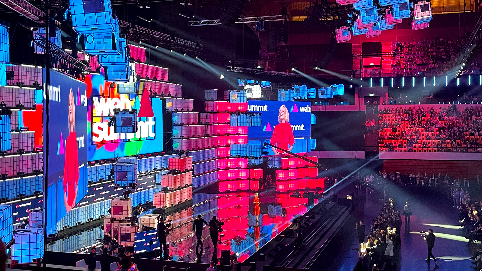 Web Summit CEO on the main stage during the opening night on November 13, 2023.