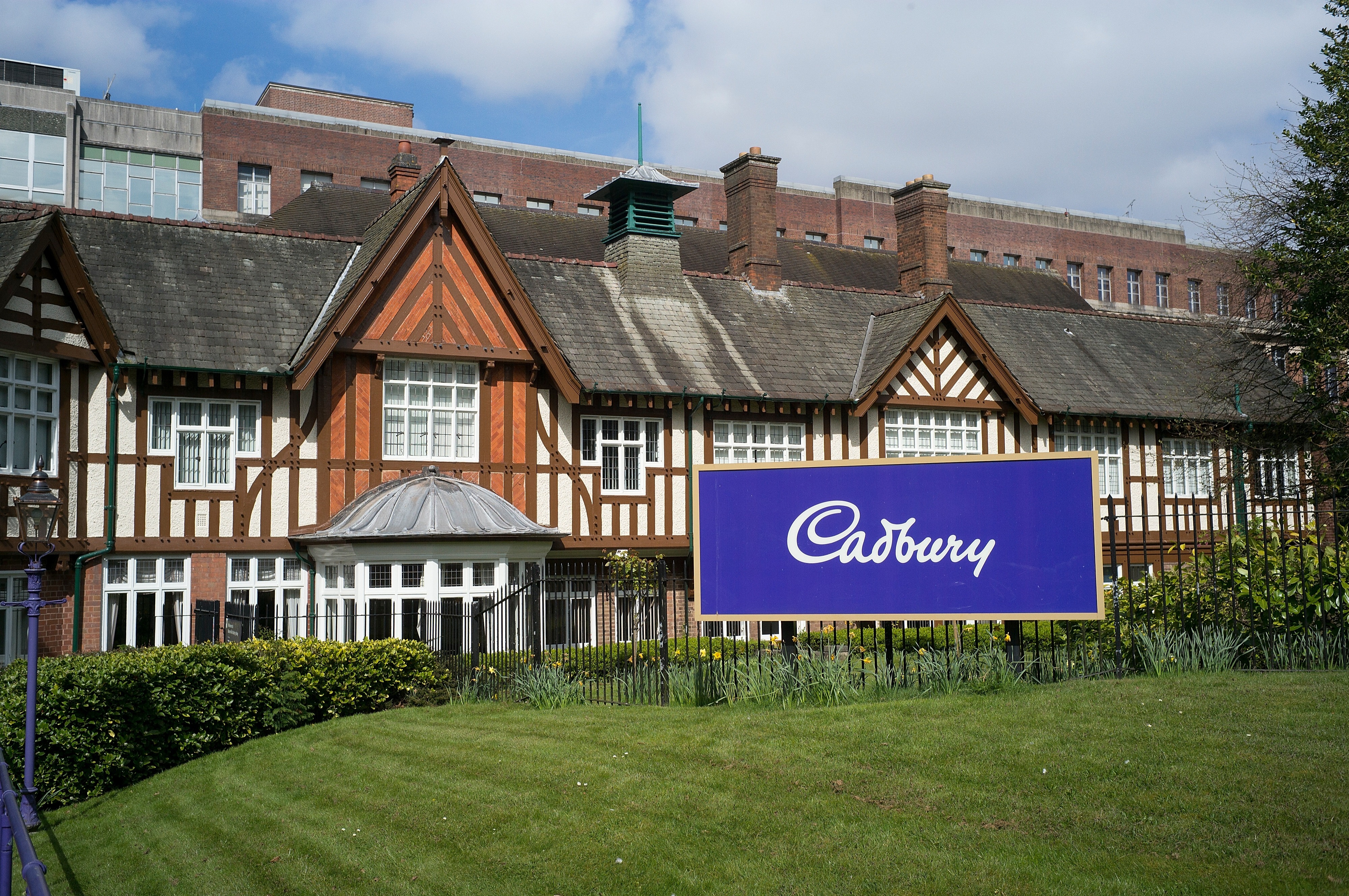 The entrance to Cadbury's historic Bournville factory in Birmingham