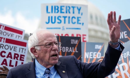 bernie sanders at a rally outside Congress