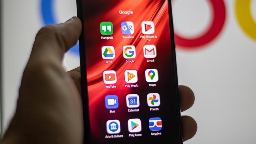 Google apps on a smartphone