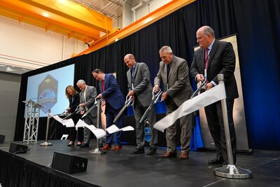 Lockheed Martin opens Missile System Integration Lab in Huntsville, AL on Tuesday, Nov. 14, 2023. Left to right: Sarah Reeves, vice president of NGI at Lockheed Martin; Mark Calassa, vice president and deputy general manager of Strategic & Missile Defense at Lockheed Martin; Robert Lightfoot, executive vice president of Lockheed Martin Space; Paul Finley, Mayor of Madison; Mac McCutcheon, Madison County Commission Chairman; and Walton Doster, president and CEO of Doster Construction.