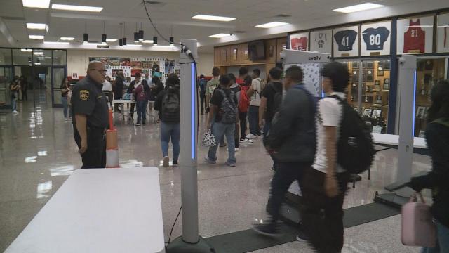 Nash County Public Schools installed Evolv gun detection systems at several schools throughout the district. In this file photo, students at Southern Nash High School walk through the Evolv system.