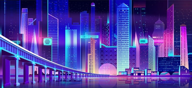 Futuristic city landscape