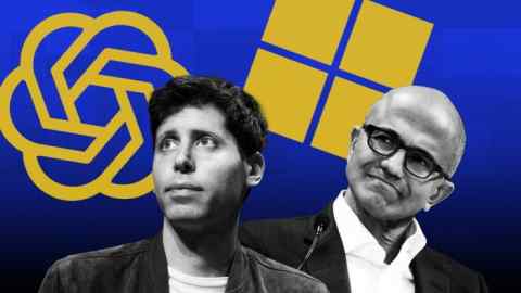 Sam Altman, left, and Satya Nadella