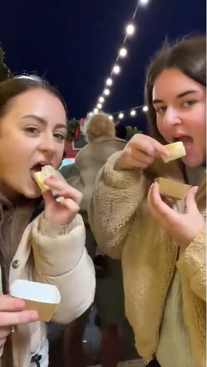 Emilie Musson (right) and her pal Alison went along to a Christmas market with free food and drink