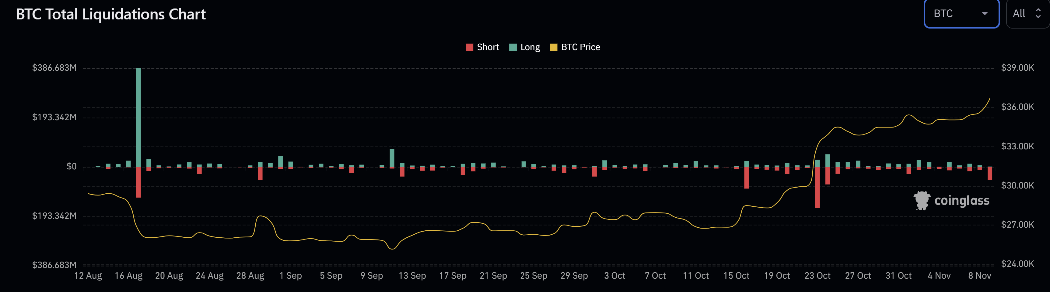 Bitcoin total liquidations