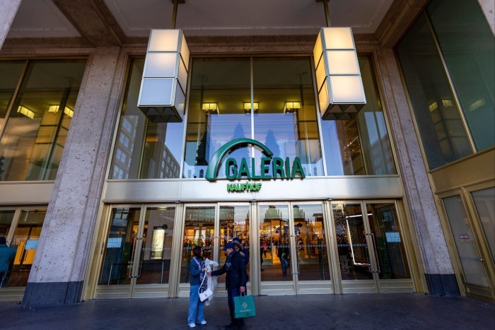 An entrance to a Galeria Kaufhof department store in Berlin