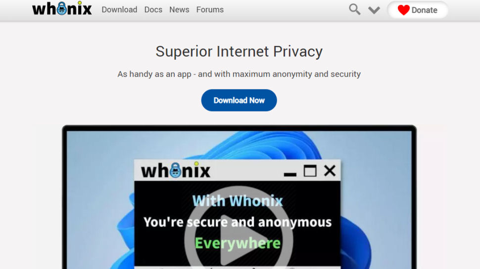 Website screenshot for Whonix