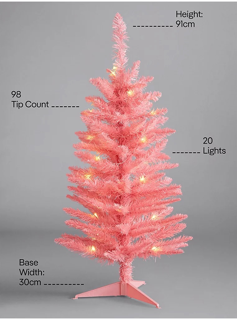 Grab a 3ft pink pre-lit Christmas tree for £4 at George from Asda