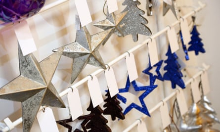 Variety of baubles featuring stars and trees