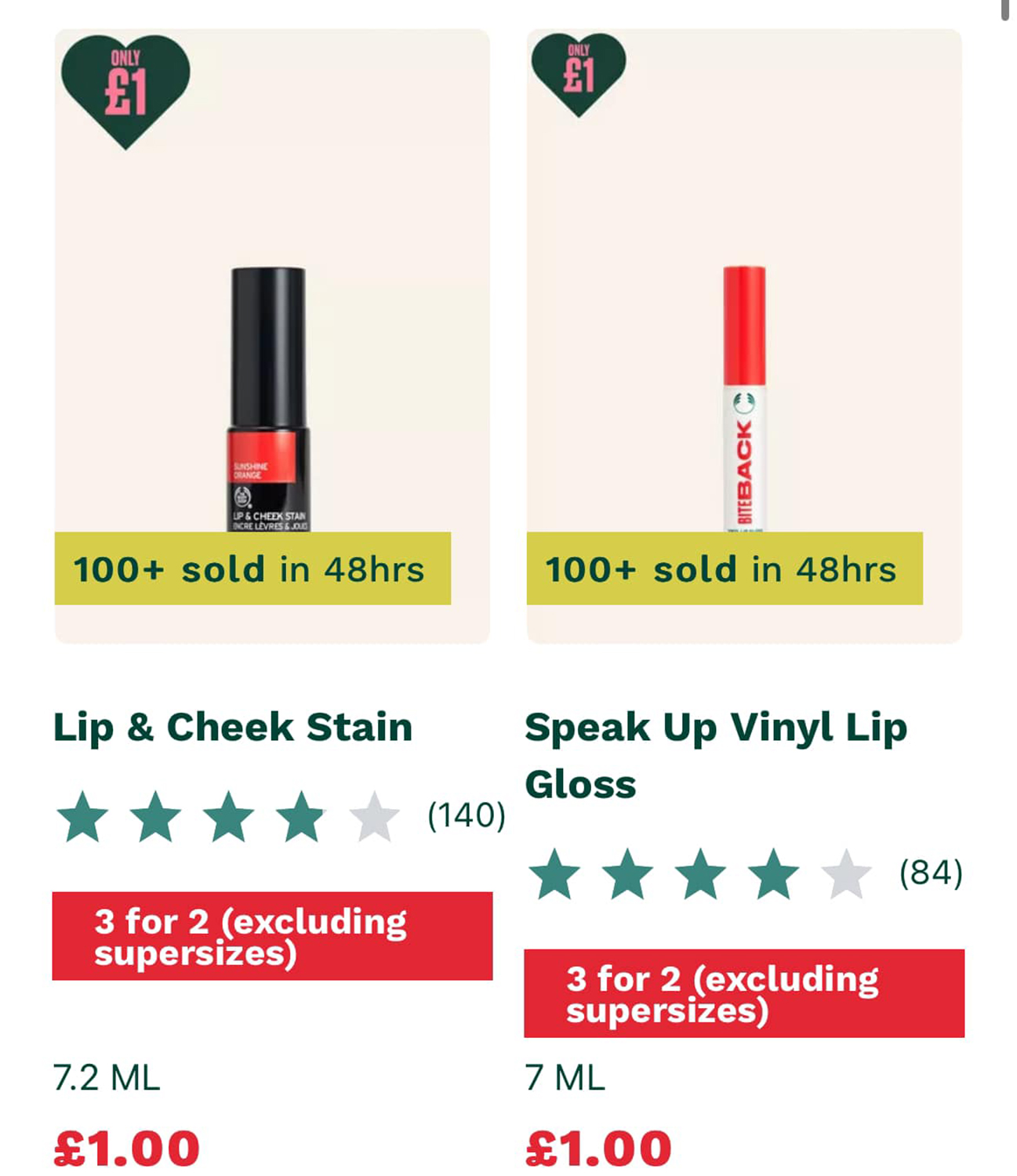 Lip products are selling for as little as one pound