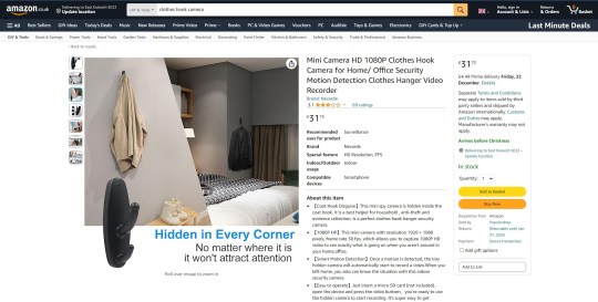 One hidden camera for sale on Amazon says - 'Hidden in every corner, no matter where it is, it won't attract attention' (Picture: Amazon.co.uk)