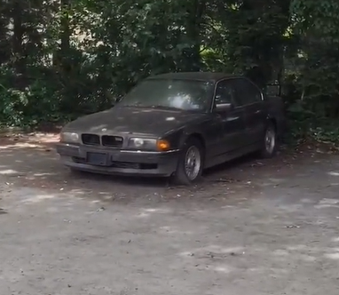 A BMW was abandoned behind a restaurant seven years ago