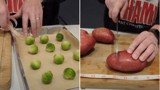 measuring the veg with a tape measure