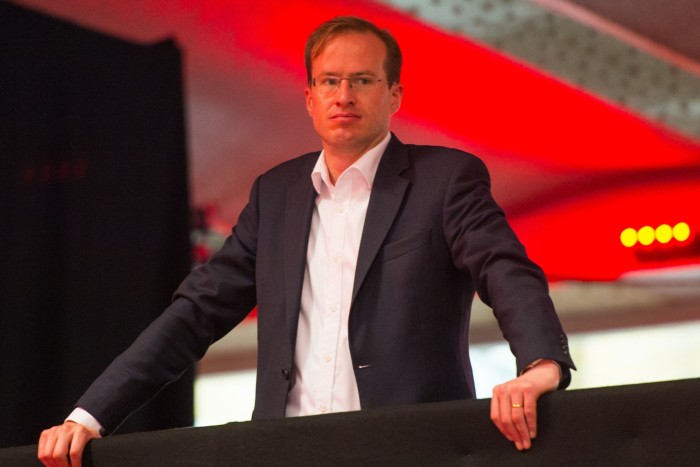 Matthew Elliott at a Vote Leave campaign event at Old Billingsgate market in 2016