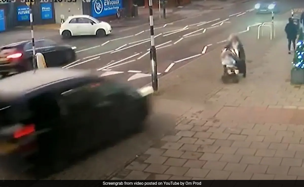 Watch: Narrow Escape For UK Woman And Her Child As Car Flips And Falls In Front Of Them