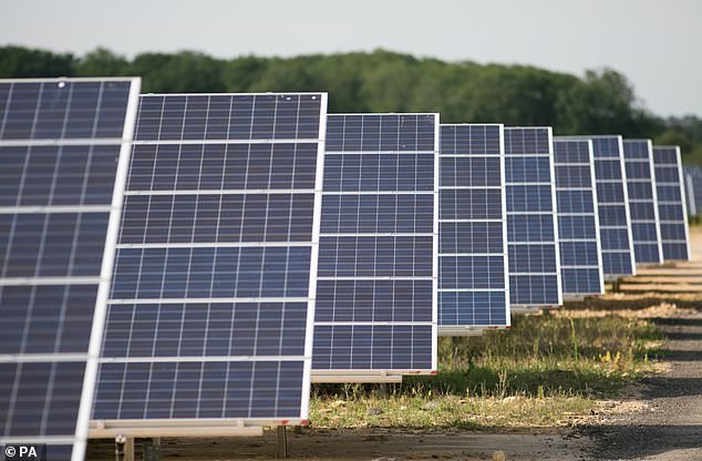 Behind wind power, solar photovoltaic 'farms' like this at Kencot in Lechlade are the biggest contributors UK renewable energy