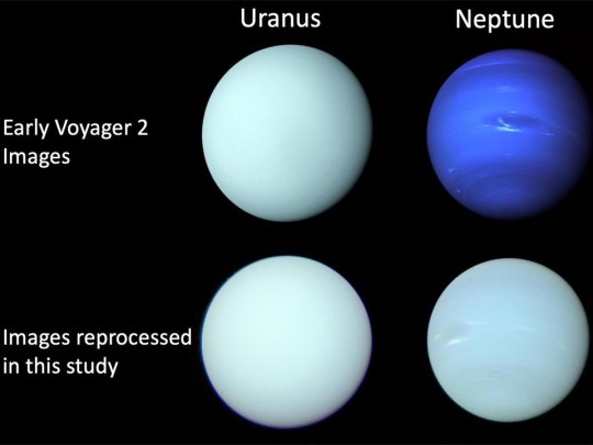 The original and reprocessed images of Uranus and Neptune