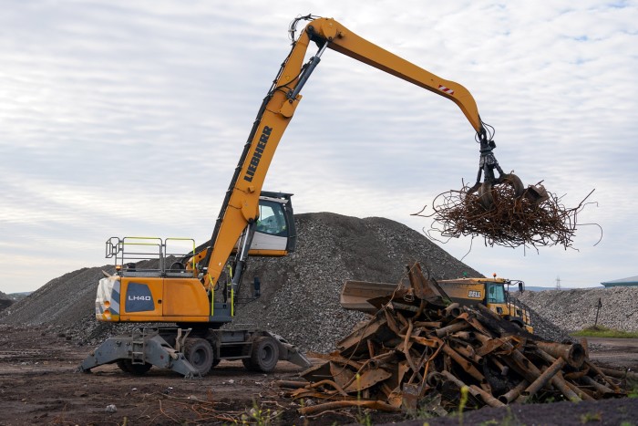 Scrap steel from the Teesworks site being processed