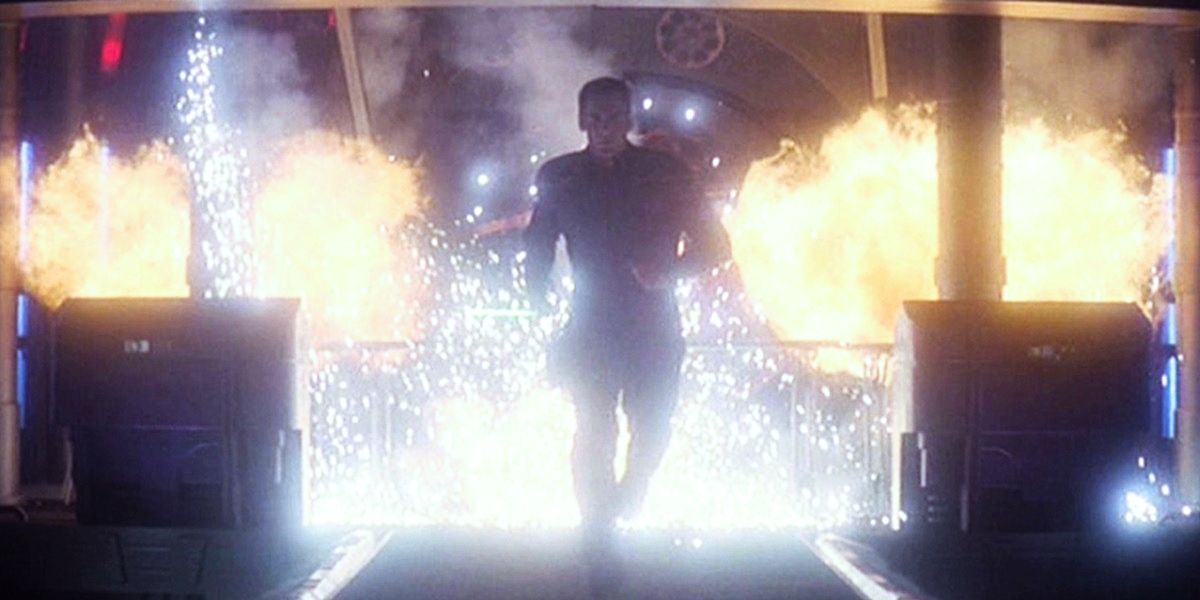 Captain Archer running from an explosion in Star Trek Enterprise