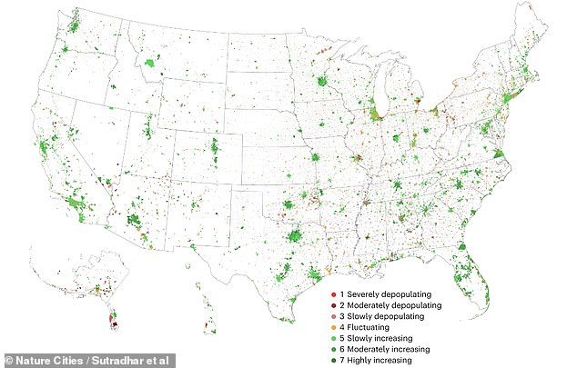 Current trends in population change showed that about 40 percent of US cities grew between 2000 and 2020, but 43 percent shrank