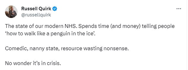 Others, like Russel Quirk bemoaned the waste of health service resources gone into producing the messages