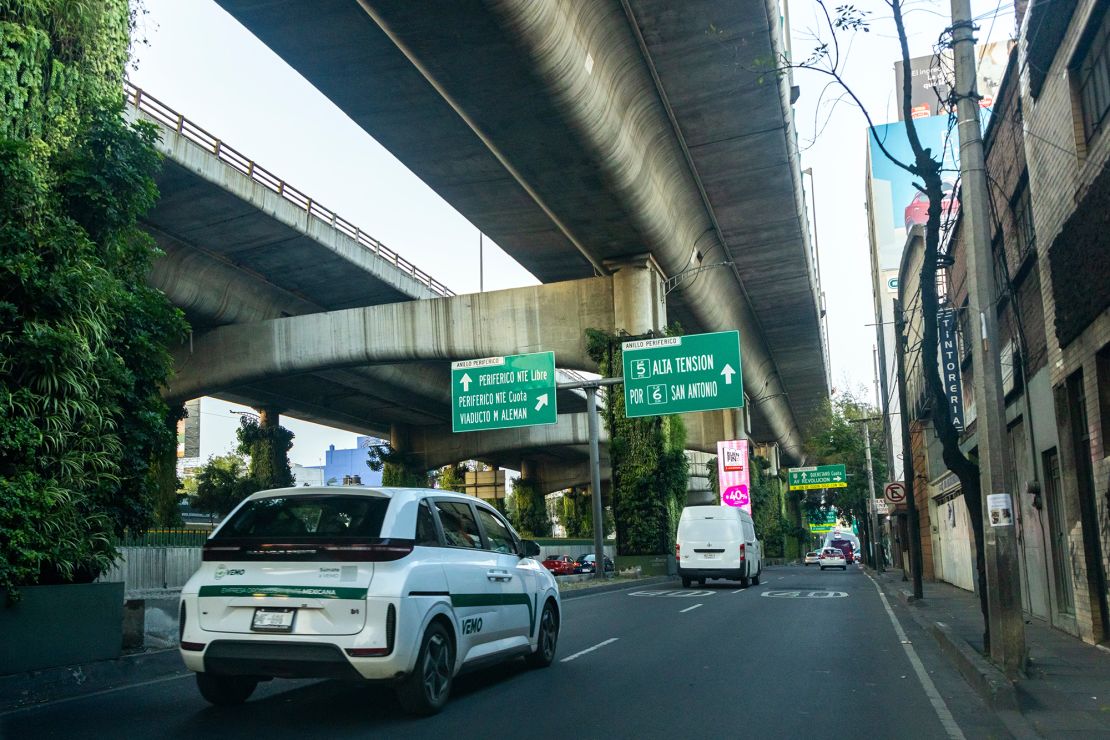 A BYD electric vehicle, operated by Vemo taxi, in Mexico City in November.