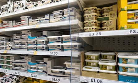 Lurpak butter and other spread on sale at a supermarket.