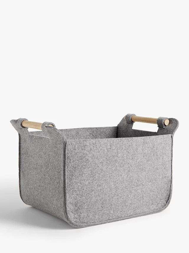 This John Lewis Felt Storage Basket with Ash Handles is half price