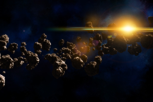 Asteroids field in deep space