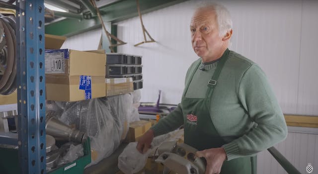 Gary Pearson in shop parts stash