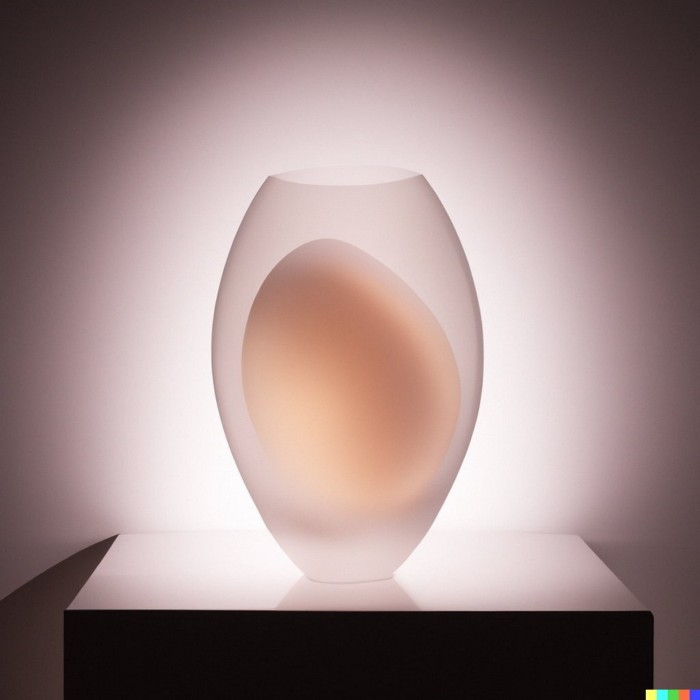 Image of an ovoid glass vase with sealed internal void