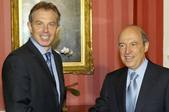 Tony Blair meeting Greek premier Costas Simitis in December 2003