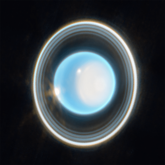 Uranus as captured by the James Webb Space Telescope