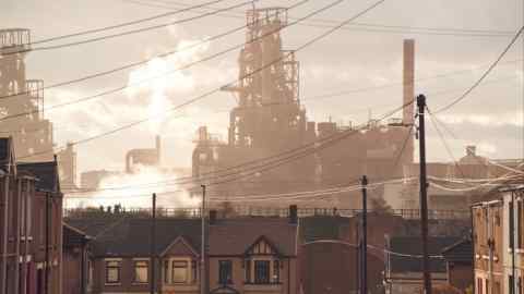 Tata Steel site in Port Talbot, seen from a residential street. It is estimated that at least three jobs locally are reliant on every job in the steel works