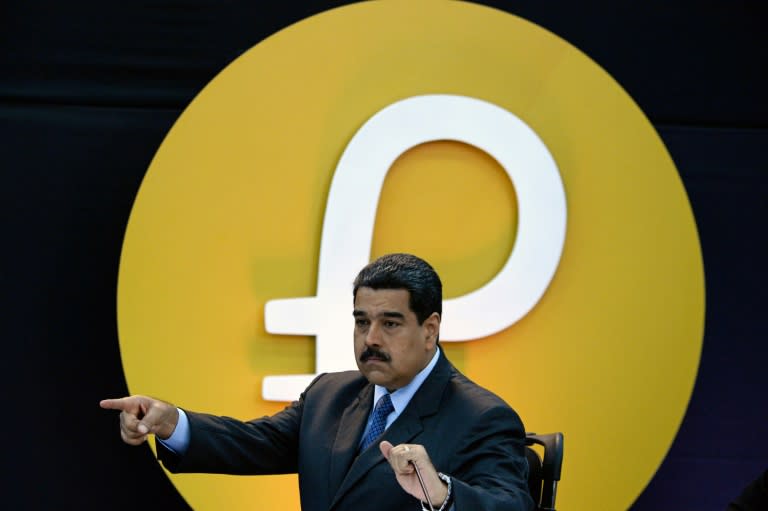 El presidente de Venezuela Nicolás Maduro el 20 de febrero de 2018 al anunciar el lanzamiento de una criptomoneda denominada "Petro" (FEDERICO PARRA)