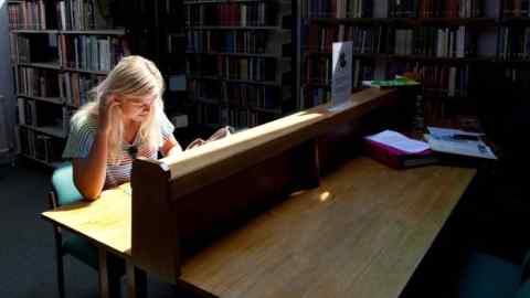 A student in a university library