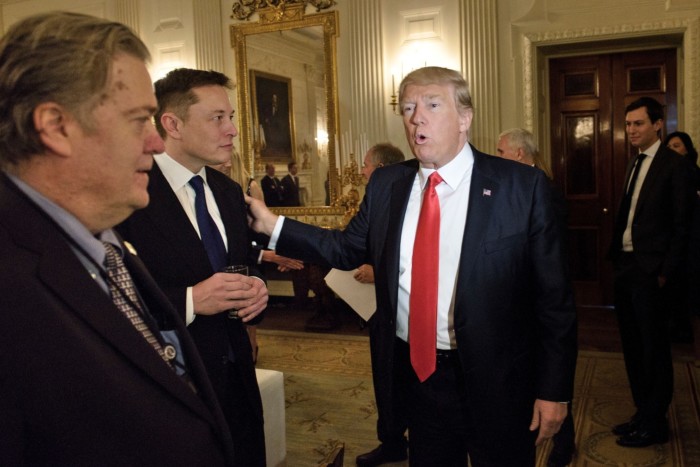 Steve Bannon, Elon Musk and Donald Trump
