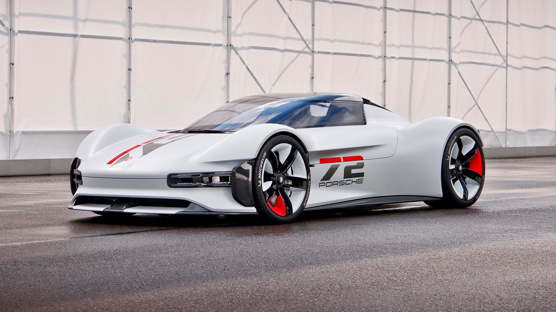 White Porsche Vision Gran Turismo parked